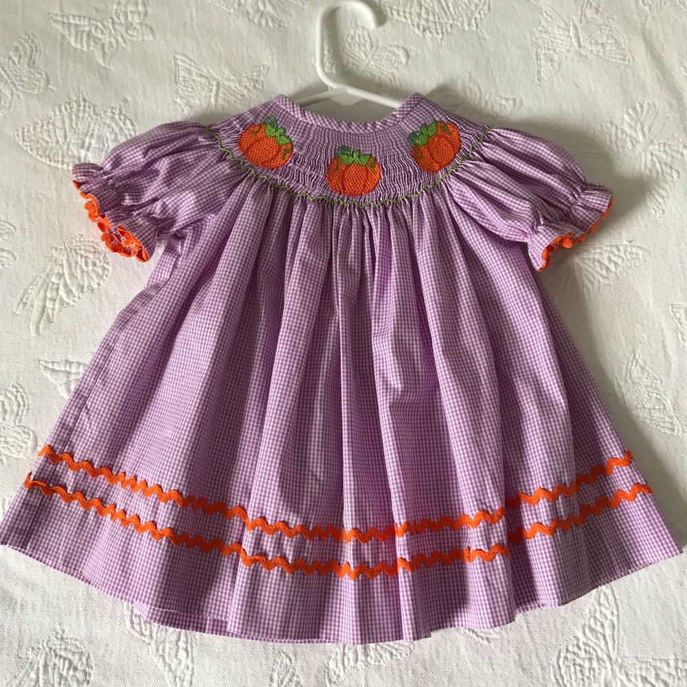 Smocked Auctions Pumpkin Dress